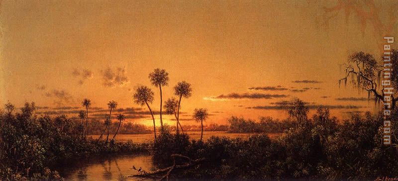 Florida River Scene, Early Evening, After Sunset painting - Martin Johnson Heade Florida River Scene, Early Evening, After Sunset art painting